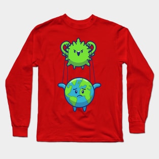 Corona Virus Controlling World Cartoon Long Sleeve T-Shirt